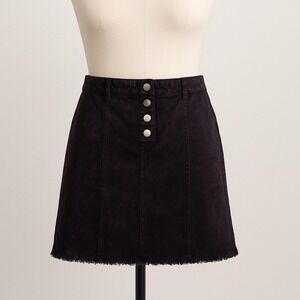 Chaser Womens‎ Skirt Size M Black Denim Acid Wash Button Front Raw Hem Y2K Indie